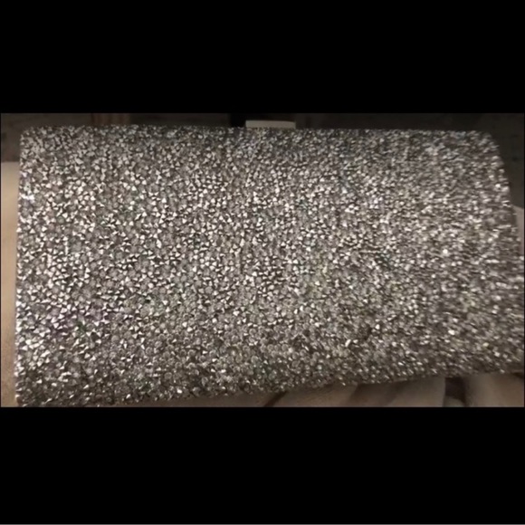 Silver Rhinestone Evening Clutch Bag with short and long strap - Picture 11 of 11